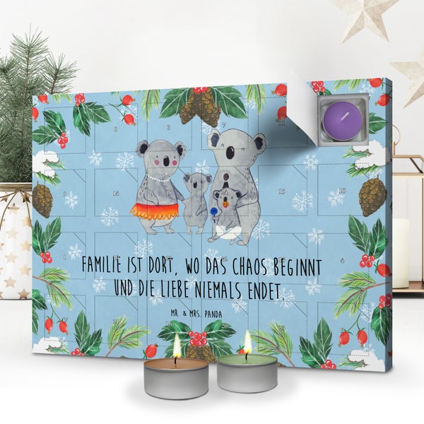Mr. & Mrs. Panda Duftkerzen Adventskalender Koala Familie - Blau Pastell