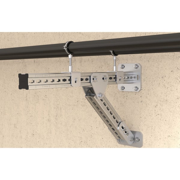 Rohrbefestigungssystem an Wand und Decke montiert