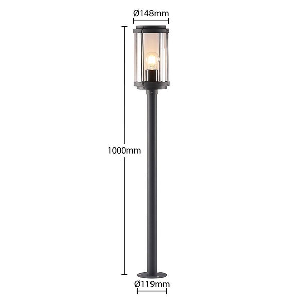 Lindby Außenleuchte Ojali (spritzwassergeschützt (Modern) in Schwarz aus Aluminium (1 flammig, E27) - Wegeleuchte Pollerleuchte Wegelampe Sockelleuchte