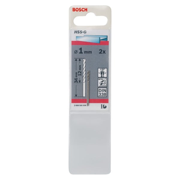 Bosch 2x Metallbohrer HSS-G DIN 338 1 x 12 x 34 mm - 2608585906