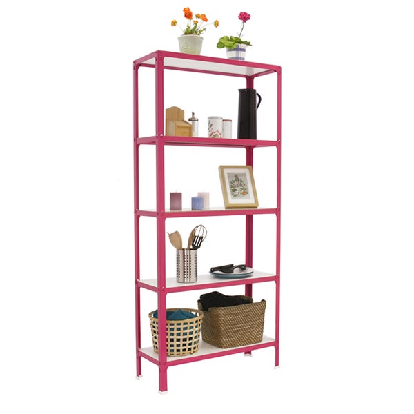 PROREGAL Wohnregal Living Koala Wood mit 5 Fachböden HxBxT 180 x 80 x 30 cm Fachlast 150 kg Rosa/Weiß