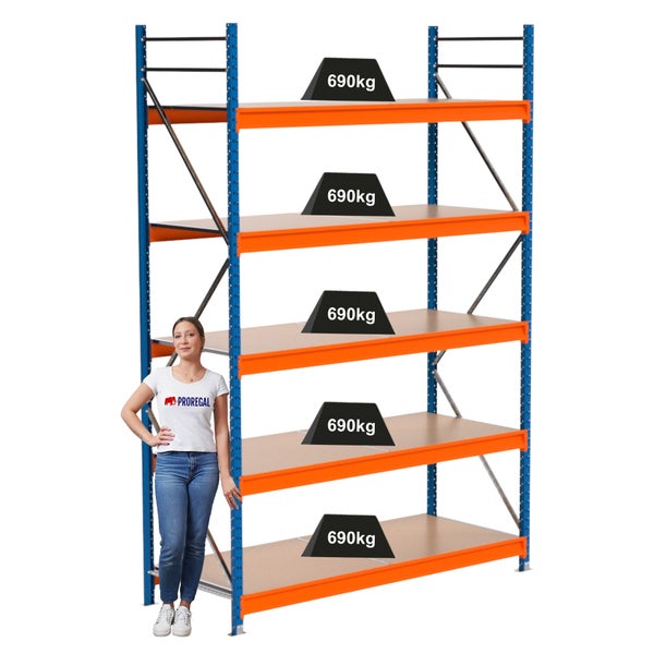 Metallregal mit fünf Regalböden, Traglast 690 Kilogramm pro Boden