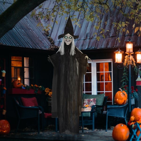 HOMCOM Halloween Dekoration, 130L x 18B x 183H cm, Polyester, PE, Stahl, Schwarz