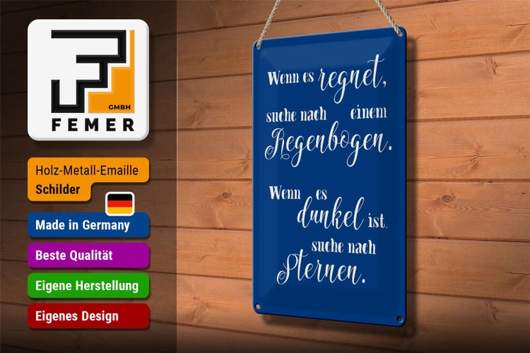 Blechschild Spruch 20x30cm wenn es regnet wenn dunkel suche
