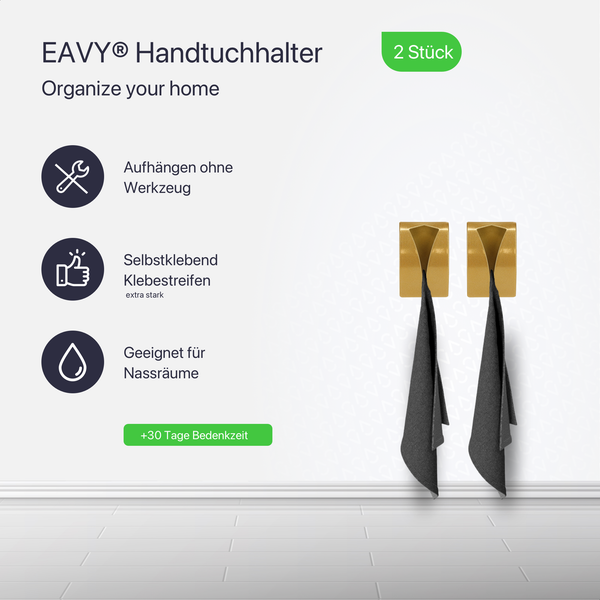 EAVY Handtuchhaken Edelstahl Gold Selbstklebend 2er Pack