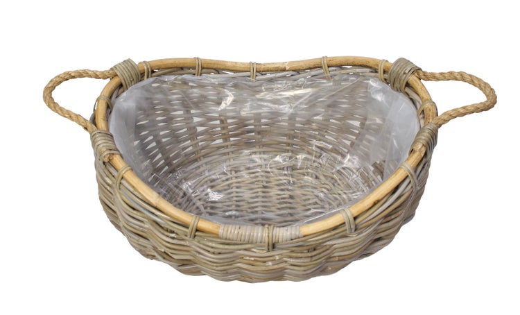 FRANK FLECHTWAREN | Pflanzschiff Rattan, 58 x 43 x 35 cm, RATTAN, FOLIE, HANF,