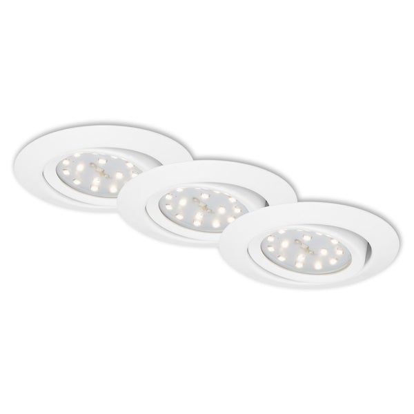 LED Einbauleuchte 3er Set 3W schwenkbar weiß Metall 3000K Ø8,2cm Briloner
