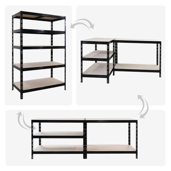 PROREGAL Mega Deal | 2X Schwerlastregal Tiger | HxBxT 180x120x60cm | Fachlast 265kg | Schwarz