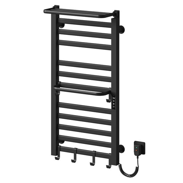 EMKE Handtuchheizkörper elektrisch 1000 x 500 x 255 mm Schwarz Matt WLAN Touchscreen Ablage Haken IPX5 280W