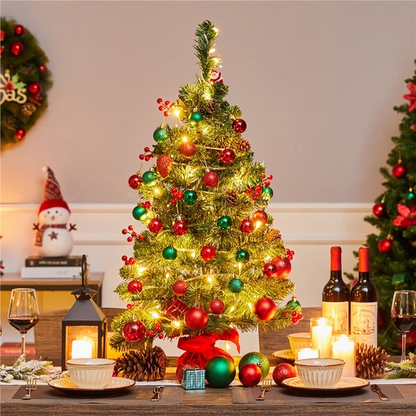 Yaheetech 90cm Weihnachtsbaum mit LED-Lichter , Grün