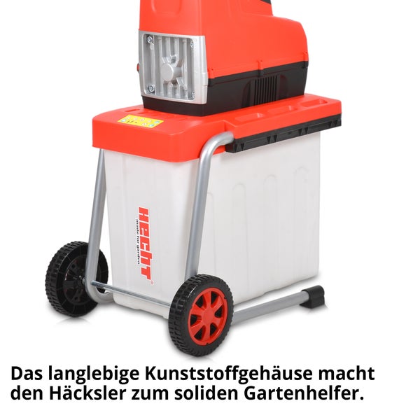 Gartenhäcksler mit Auffangbehälter und Rädern