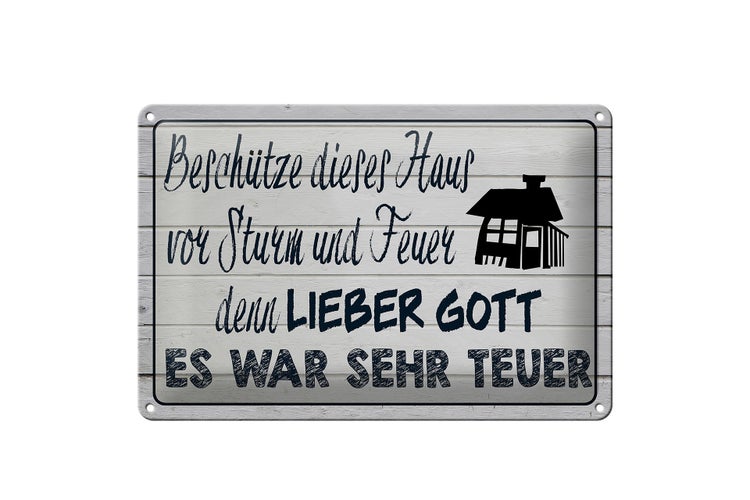 Blechschild Spruch 30x20cm beschütze dieses Haus vor Sturm