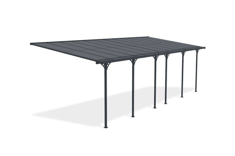 Angebaute Pergola/Carport 24m² KLEO 800L300 Aluminium Grau