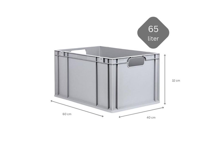 PROREGAL Eurobox Nextgen Economy Griffe Offen HxBxT 32 x 40 x 60 cm 65 Liter Eurobehälter Transportbox Transportbehälter Stapelbehälter