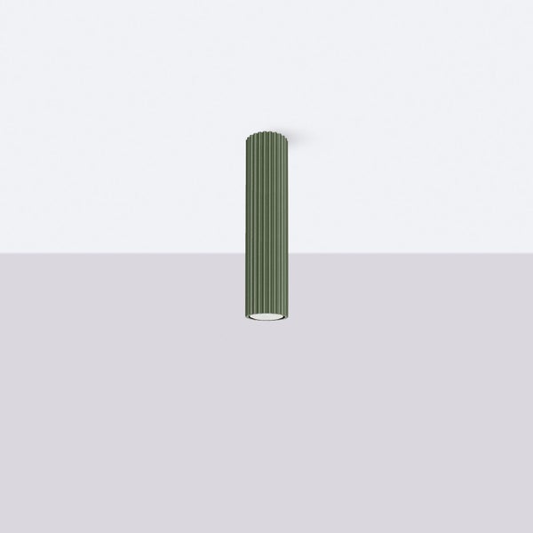 Zylinderförmige Deckenleuchte mit gerippter Oberfläche