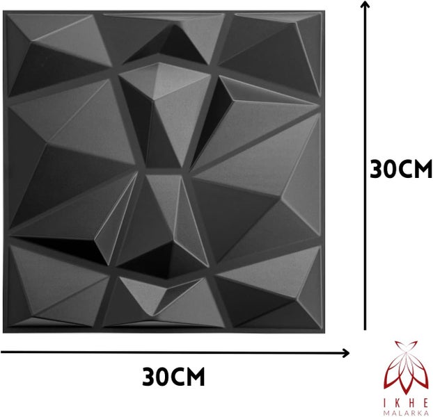 3D Paneele 30x30cm PVC Kunststoffpaneele Wandpaneele Deckenpaneelen Diamant Schwarz 094-1