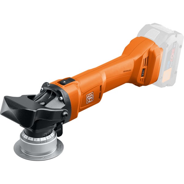 Fein Akku-Winkelschleifer mit Maßangaben