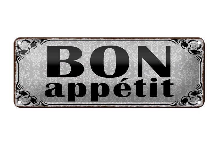 Blechschild Spruch 27x10cm Bon appetit Dekoration