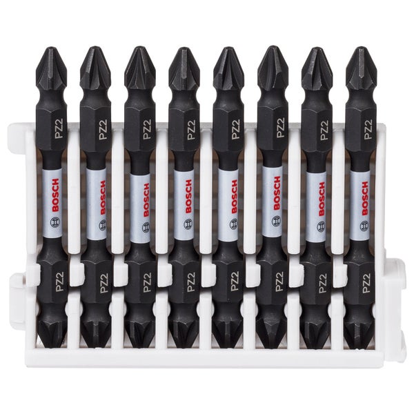 Set mit zehn Bosch PZ2 Schrauberbits in Kunststoffhalterung