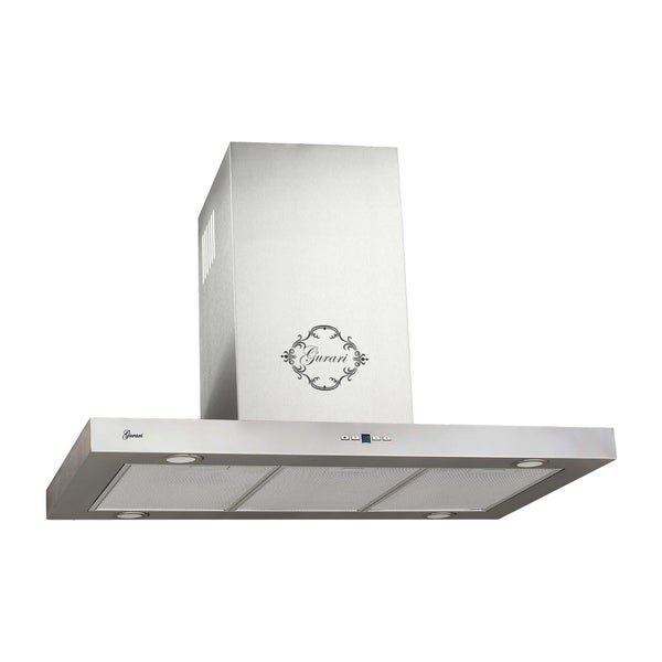 Wandhaube Gurari aus Edelstahl mit LED Beleuchtung und Metallfettfiltern