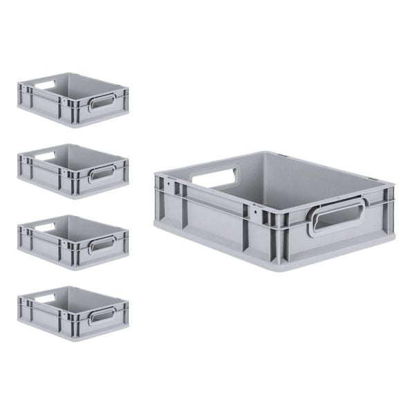 PROREGAL Spar Set 5x Eurobox Nextgen Economy Mit Scharnierdeckel & Gelben Schiebeschnappverschlüssen Griffe Offen HxBxT 12 x 30 x 40 cm 11 Liter