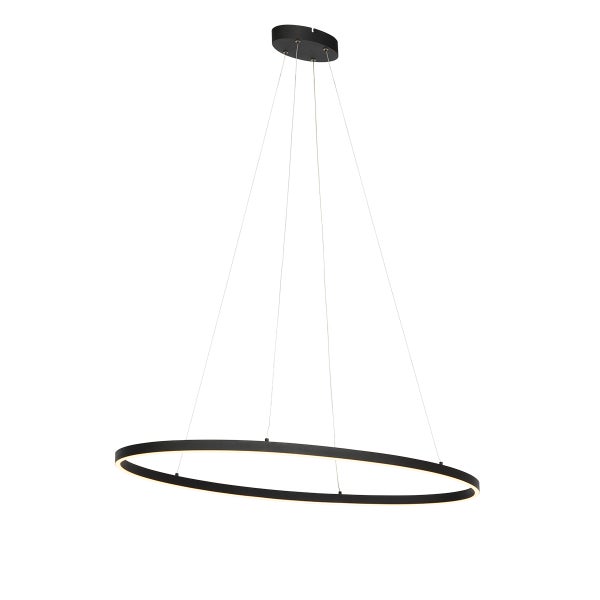 Design Hängelampe schwarz oval inkl. LED 3-stufig dimmbar - Ovallo