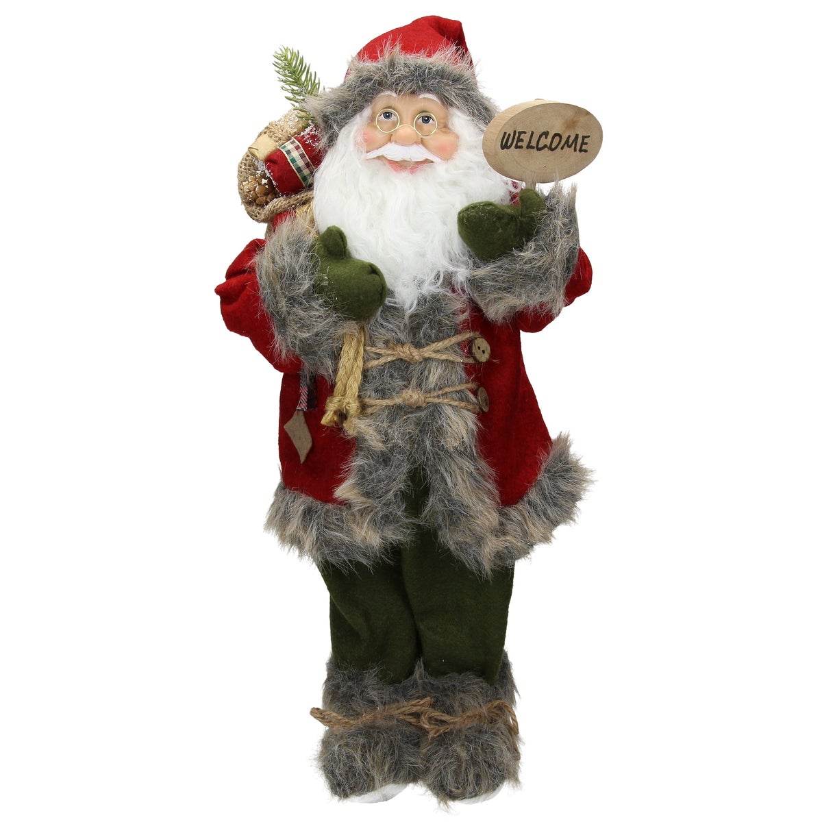 ECD Germany Weihnachtsmann aus Polyresin, 22 x 14 x 47 cm, Rot, Grün, Winter Tischdeko, Winterdeko, Weihnachten Figur, Dekoration, Santa Claus, Nikolaus, Deko-Figur, Weihnachtsdekoration