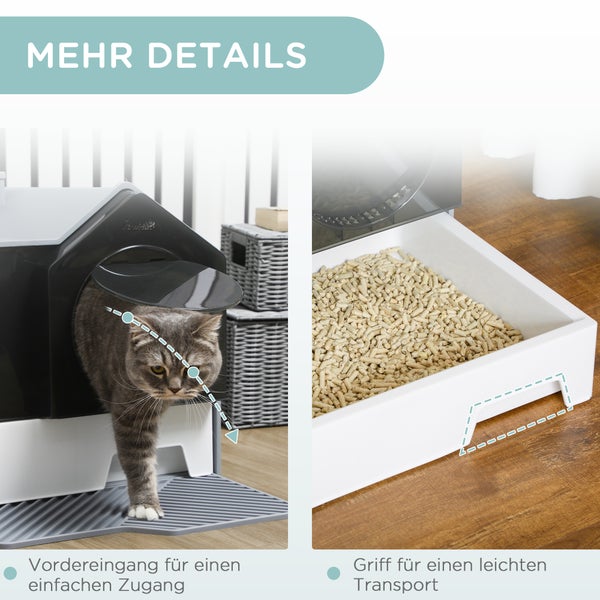 PawHut Katzentoilette, 47L x 45B x 42H cm, Kunststoff, ABS, Grau