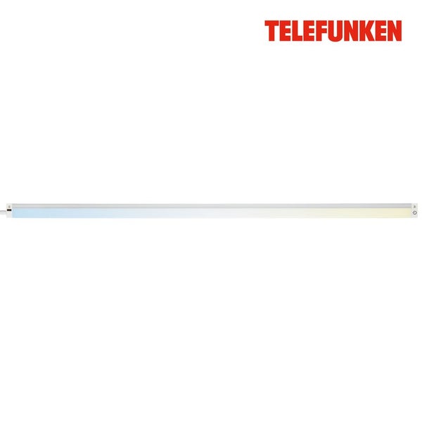 Telefunken LED-Unterbauleuchte mit einstellbarer Farbtemperatur, Betriebssymbol und Telefunken Logo.