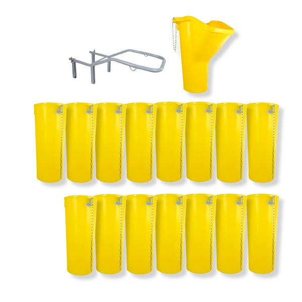 Bauschuttrutschen-Set SIRL XXL Profi | 17-teilig | 16,88m Länge | Einfülltrichter, Halterung & 15 Schuttrohre | Gelb
