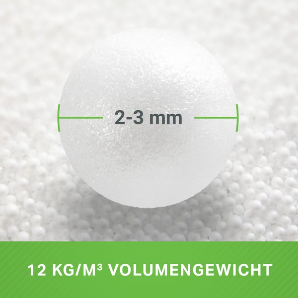 Green Bean 100 Liter Hochwertige EPS Perlen aus Deutscher Produktion für Sitzsack-Füllung | Styropor-Kügelchen Nachfüllpack Kissen-Füllung Verpackungsmaterial Mikroperlen Stillkissen Styroporkugeln