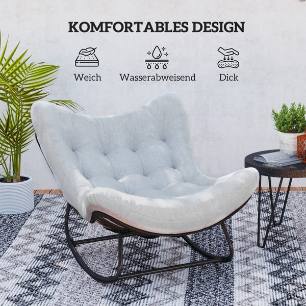 Outsunny Rattan Schaukelstuhl Gartenbank mit Stahlrahmen Kissen, Schaukelbank Gartenschaukel Outdoor Bank Sitzbank Gartenmöbel Parkbank für Garten Terrasse Park 98 x 111 x 74 cm Grau