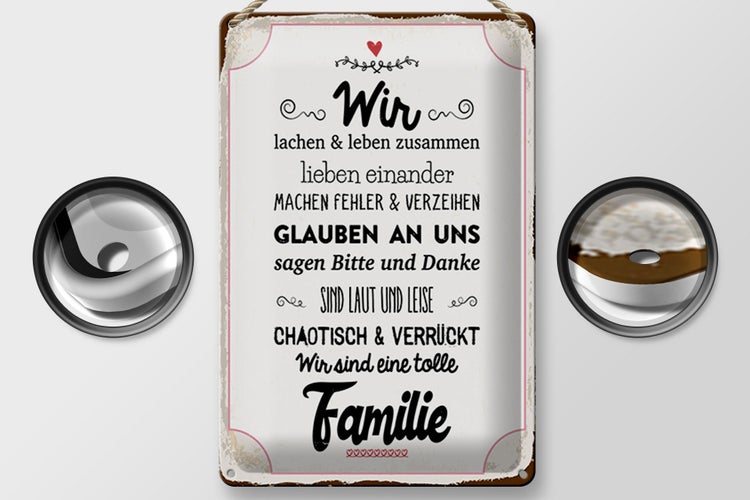 Blechschild Spruch 20x30cm Wir lachen und leben zusammen