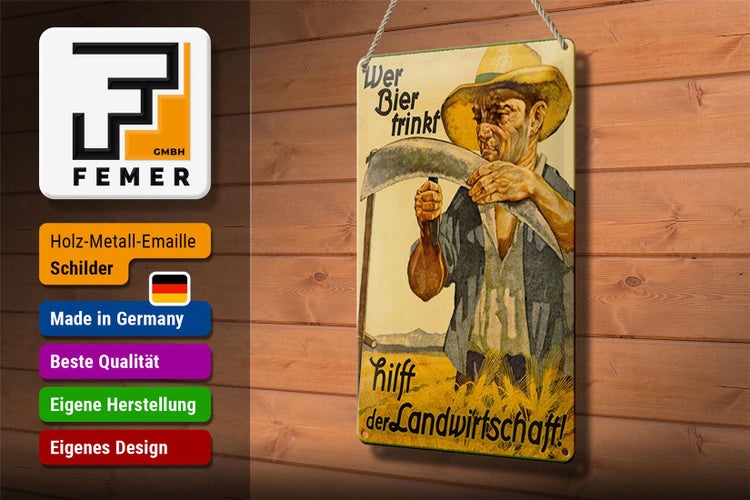 Blechschild Spruch 20x30cm wer Bier trinkt Landwirtschaft