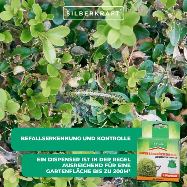 Nachfüllpack Buchsbaumzünsler-Falle – 4 Pheromon-Dispenser zur Wiederverwendung in vorhandenen Trichterfallen – Effektive Lockwirkung gegen Buchsbaumzünsler – Für Garten & Zierpflanzenbereiche