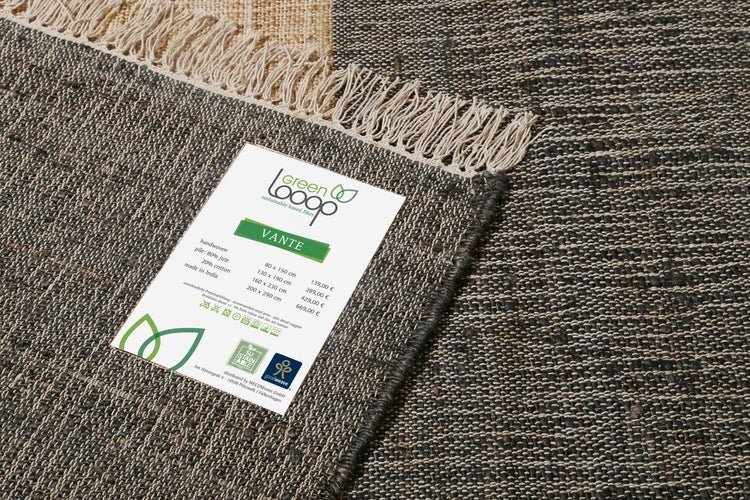 Handwebteppich Braun Grau aus Naturfaser Vante Green Looop 160x230 cm
