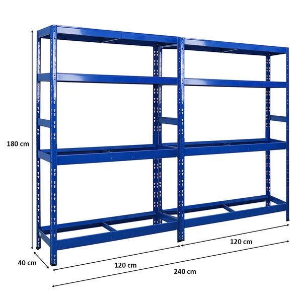 PROREGAL Mega Deal 2x Reifenregal Tiger HxBxT 180x120x40 cm bis zu 12 Reifen auf 2 Ebenen mit 2 Fachboden Blau Reifenständer