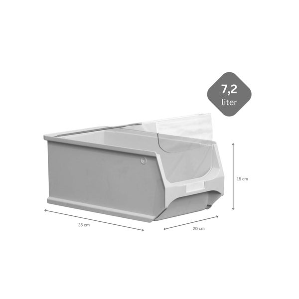 PROREGAL SparSet 5 x Blaue Sichtlagerbox 4.1 Mit Griffstange und Abdeckung HxBxT 15 x 20 x 35 cm 7,2 Liter Sichtlagerbehälter Sichtlagerkasten