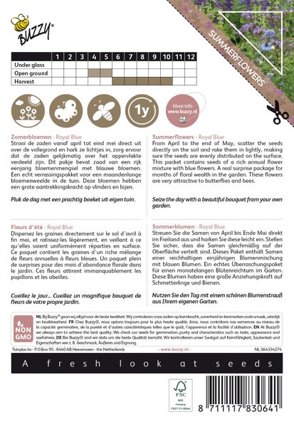 Sommerblumensamen Royal Blue mit Aussaatkalender und Informationen