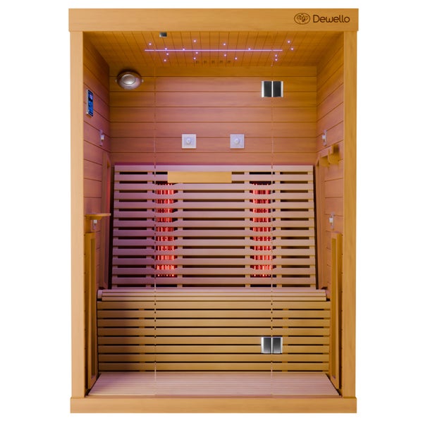 Dewello® Infrarotkabine Infrarotsauna PALERMO 135cm x 120cm inkl. 6 Vollspektrumstrahler, 2 Karbonstrahler, LED