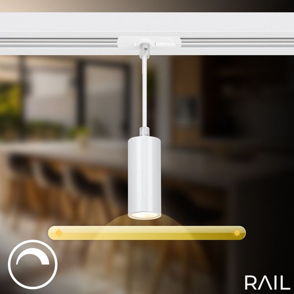 Briloner Rail Schienensystem, Komplettset, 4x LED Pendel, Dimmbar, Einspeisung, Weiß, 1,5 m