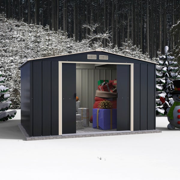 Metall Gerätehaus 322x234 cm Gartenhaus Schiebetür