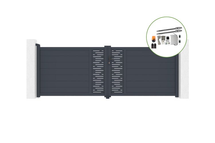 Drehtor 3,5 m ARLBERG H.120 cm Aluminium + TANKER B250 Motorisierung