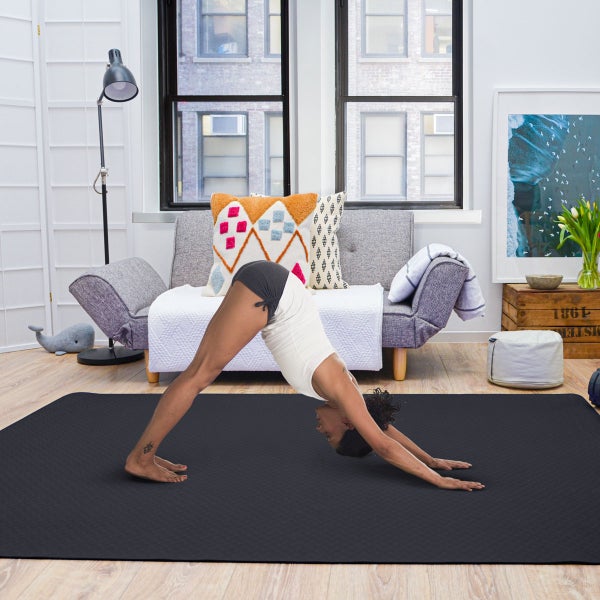 200x116 XXL Fitnessmatte - Rutschfest - 6mm Extra Breite Yogamatte Schwarz