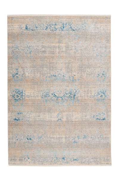 Rechteckiger Teppich mit orientalischem Vintage-Muster und Used-Optik.