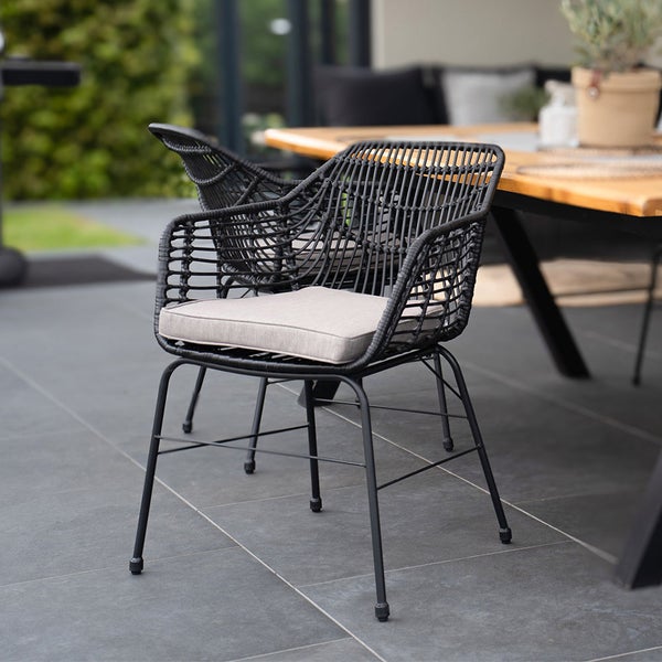 Home Deluxe Gartenstuhl inkl. Sitzkissen TARA - 63 x 60 x 82 cm wetterfest | Gartensessel, Terrassenstühle, Gartenstühle, Gartenmöbel