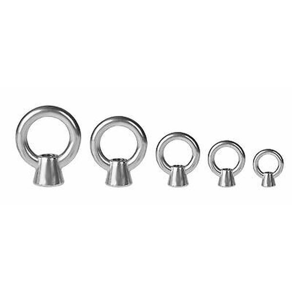 Set mit fünf unterschiedlich großen Ringmuttern aus Metall