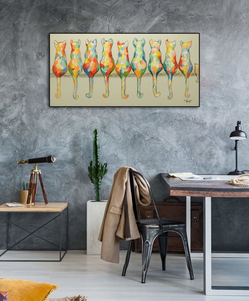 Handgemaltes Gemälde Acrylfarbe 120x60cm Bunt