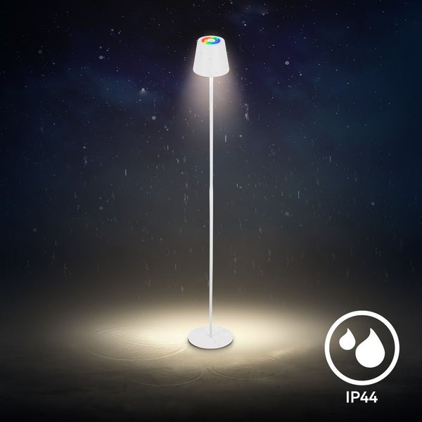Briloner Coloris RGBW LED Stehlampe kabellos, Dimmbar, Touch, USB-C Aufladung, Kabellos, Weiß, 133 x Ø20,8 cm