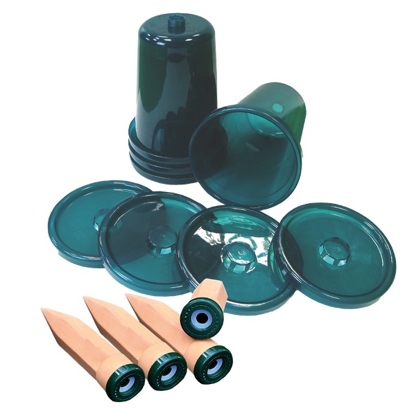 Hochbeet Bewässerungssystem Hydro Cup mit 4 Tonkegeln und Becheraufsätzen
